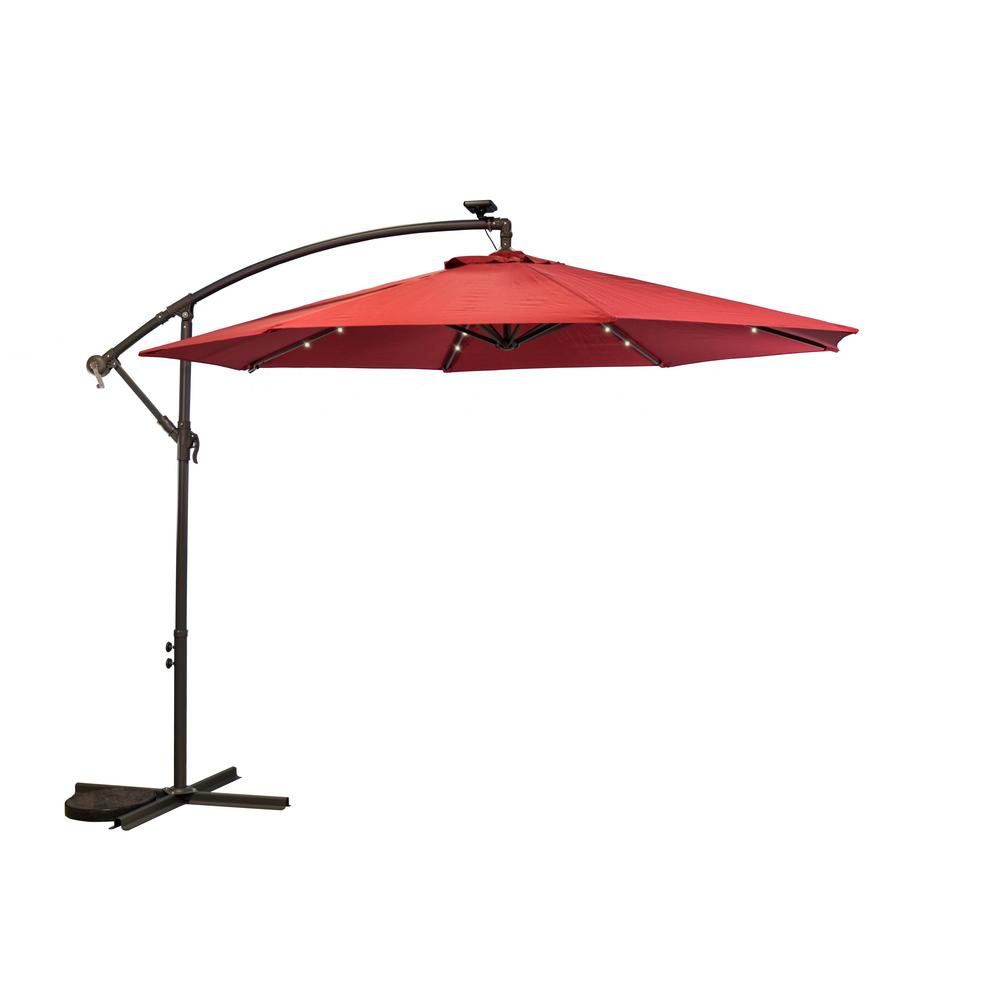 Sun Ray 10 Ft Aluminum Pole Cantilever Solar Patio Umbrella In Scarlet 841045 The Home Depot