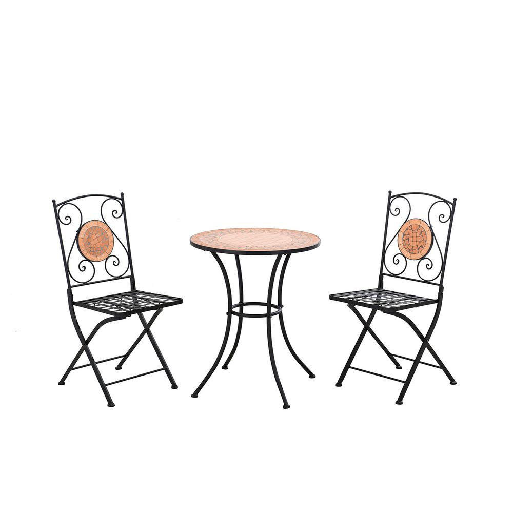 Clearance Patio Dining Furniture The Home Depot 3 Piece Metal Round Mosaic Outdoor Bistro Set Without Cushion