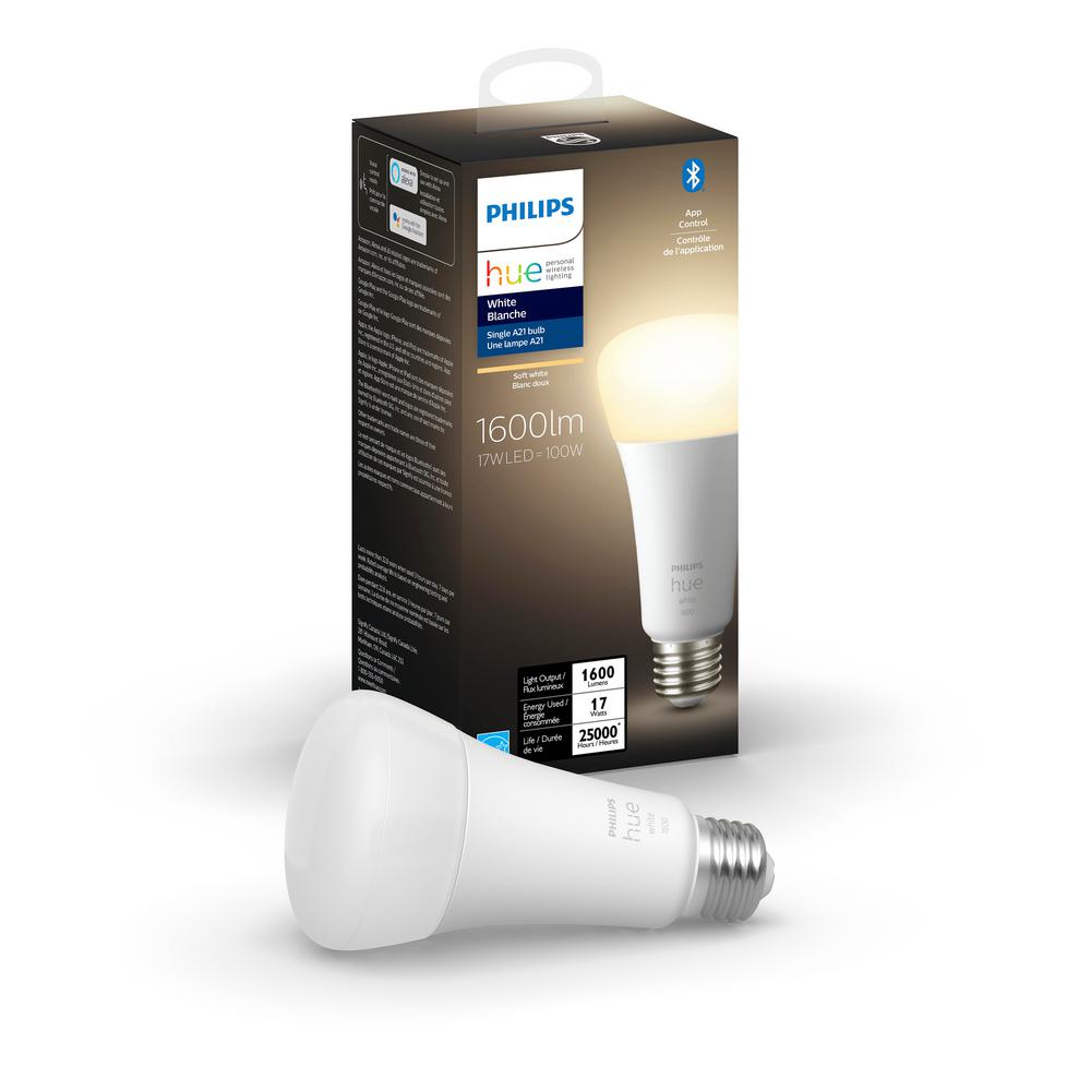 Philips Hue 100-Watt Equivalent A21 LED Dimmable Smart Wireless Light ...