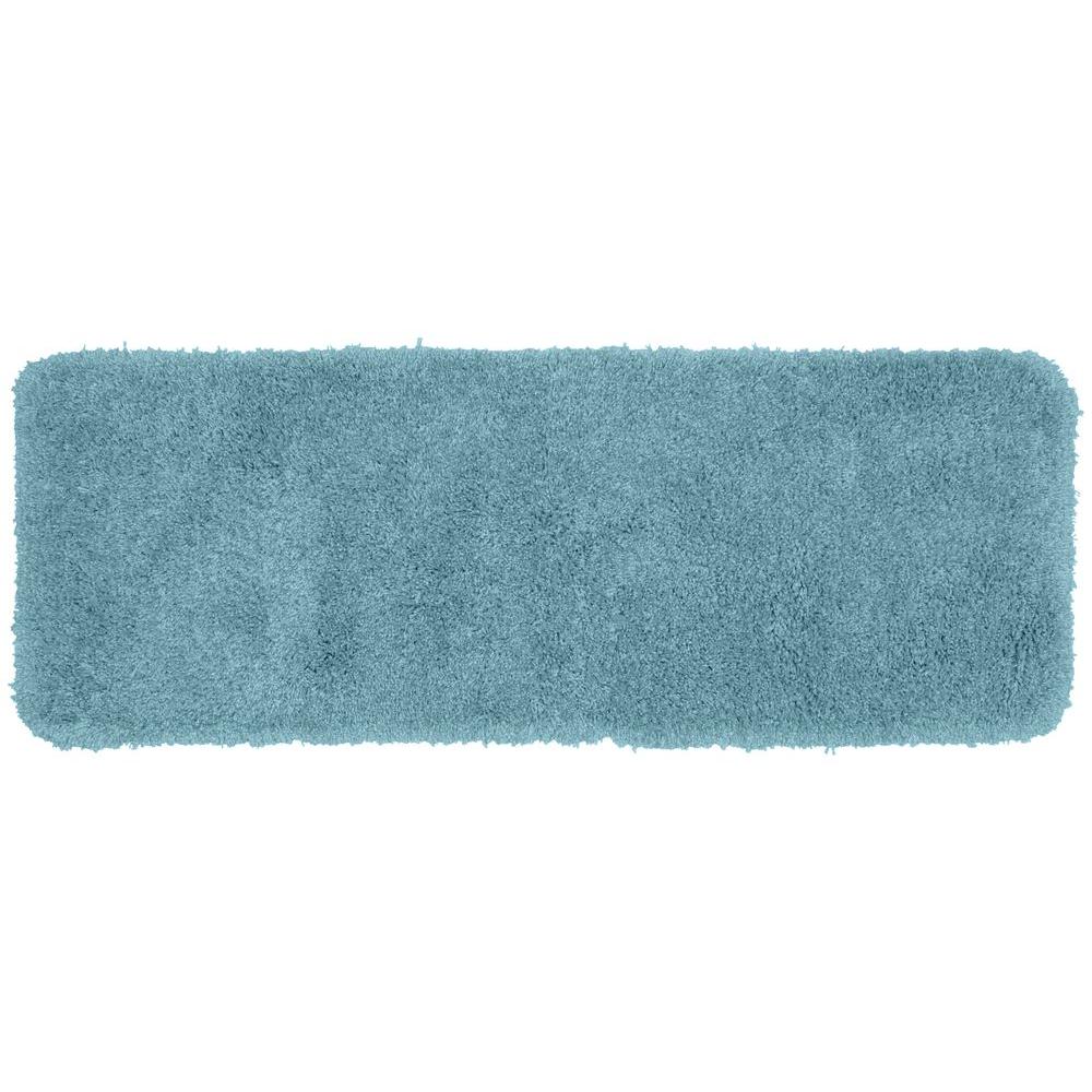 Machine Washable Area Rugs The Home Depot Serendipity Basin Blue 22 In X 60 Washable Bathroom Accent