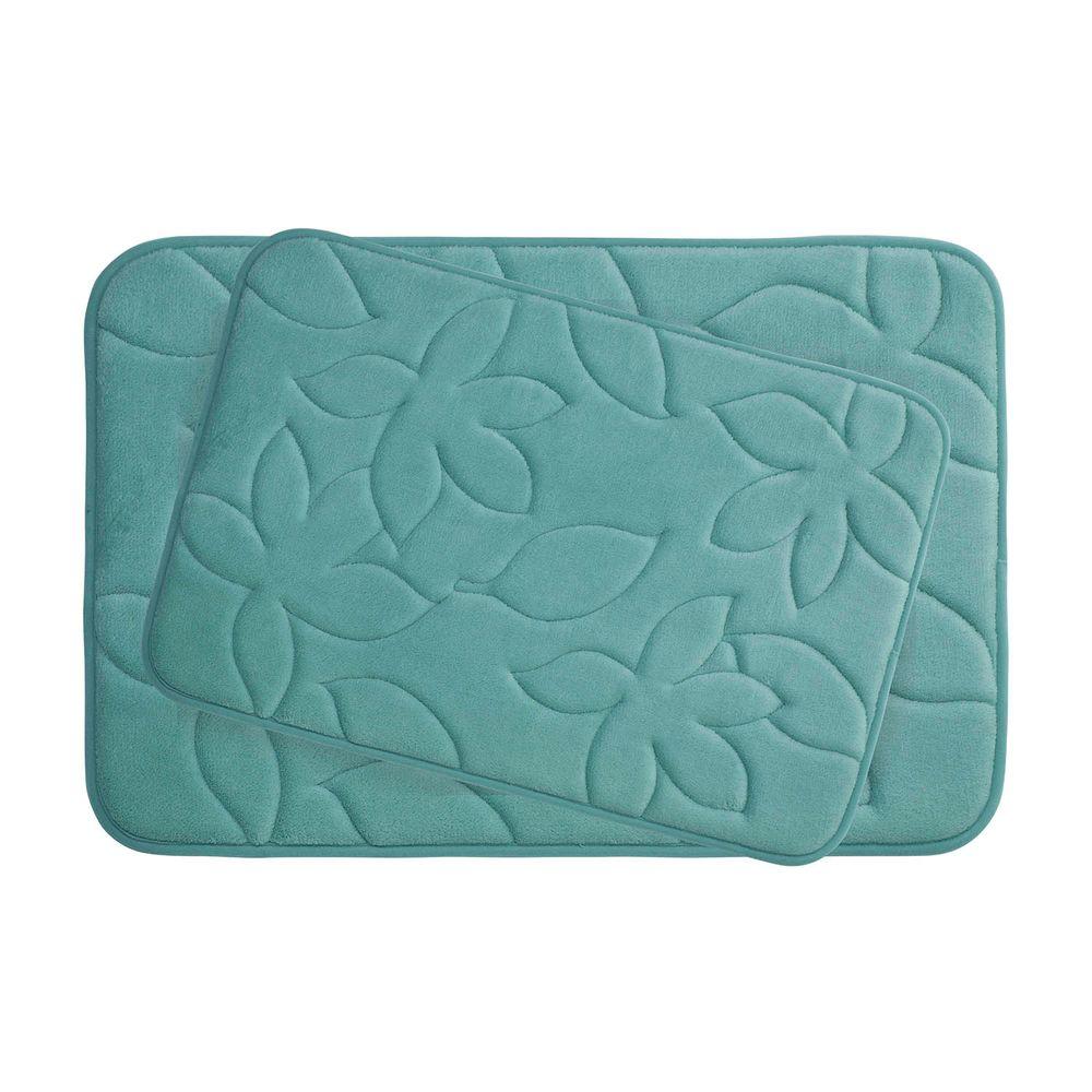 Calypso Marine Blue Memory Foam 2Piece Bath Mat Set