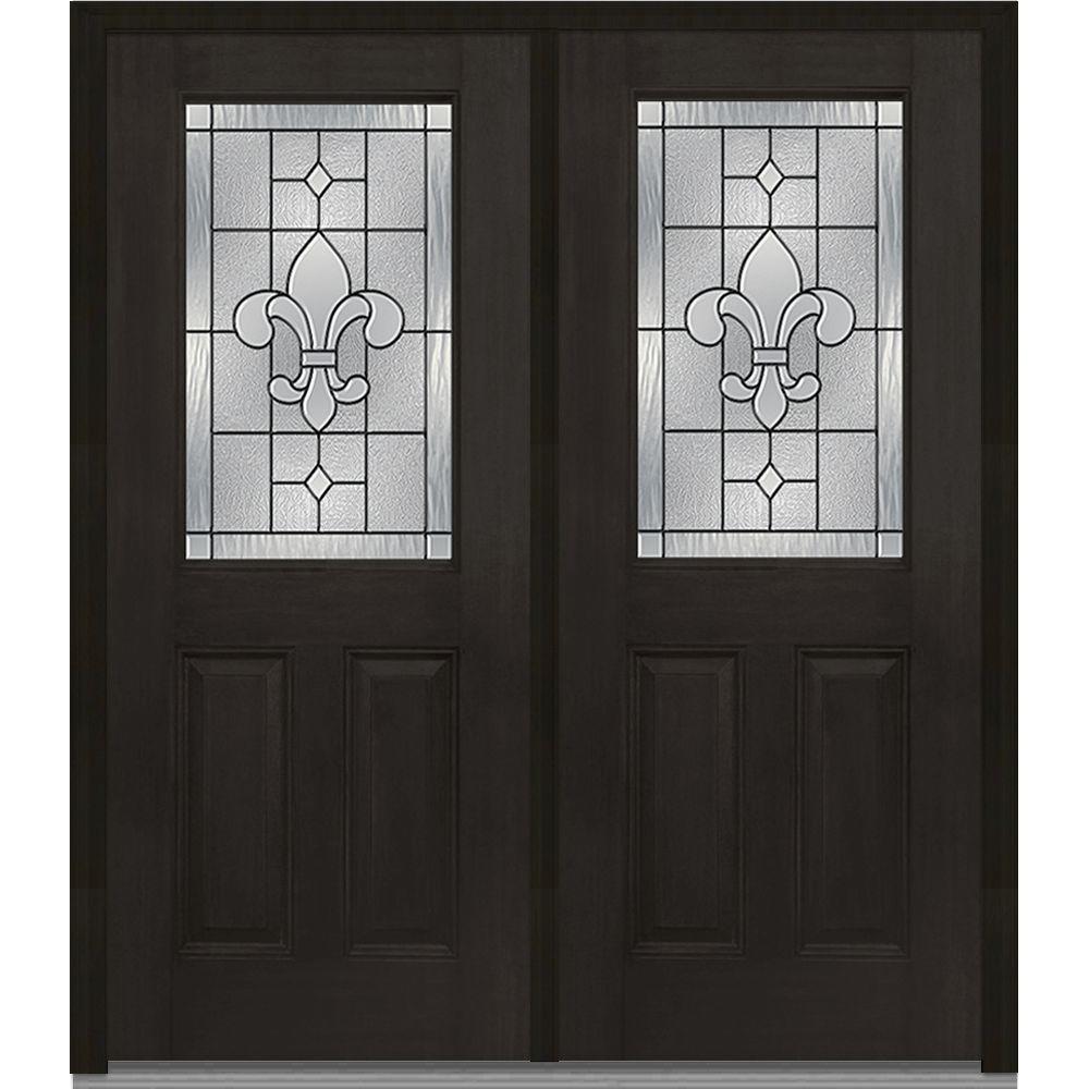 MMI Door 74 in. x 81.75 in. Carrollton Decorative Glass 1/2Lite