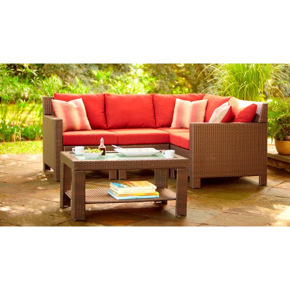 Hampton Bay Beverly 5 Piece Patio Sectional Seating Set With