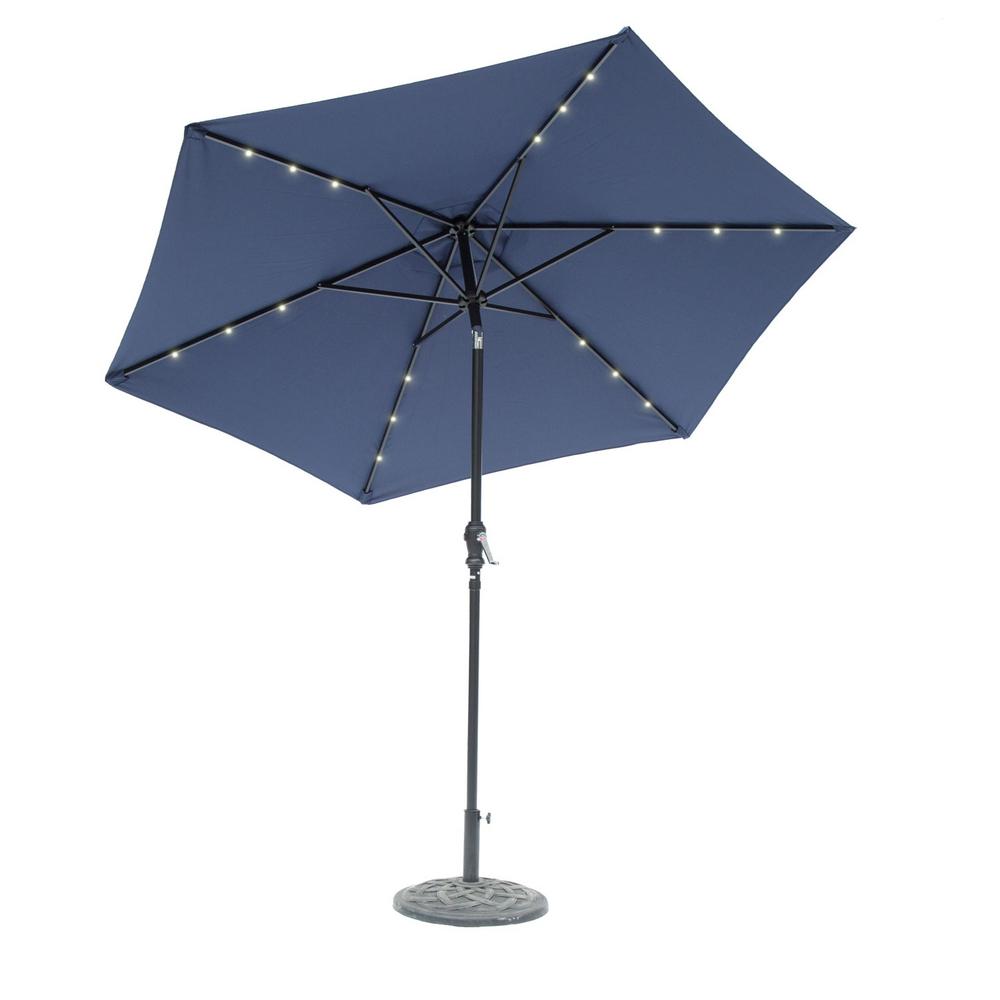 Sunray Sun Ray 9 Ft Round 6 Rib Steel Solar Lighted Market Umbrella Round 6 Rib Steel Solar Lighted Market Umbrella