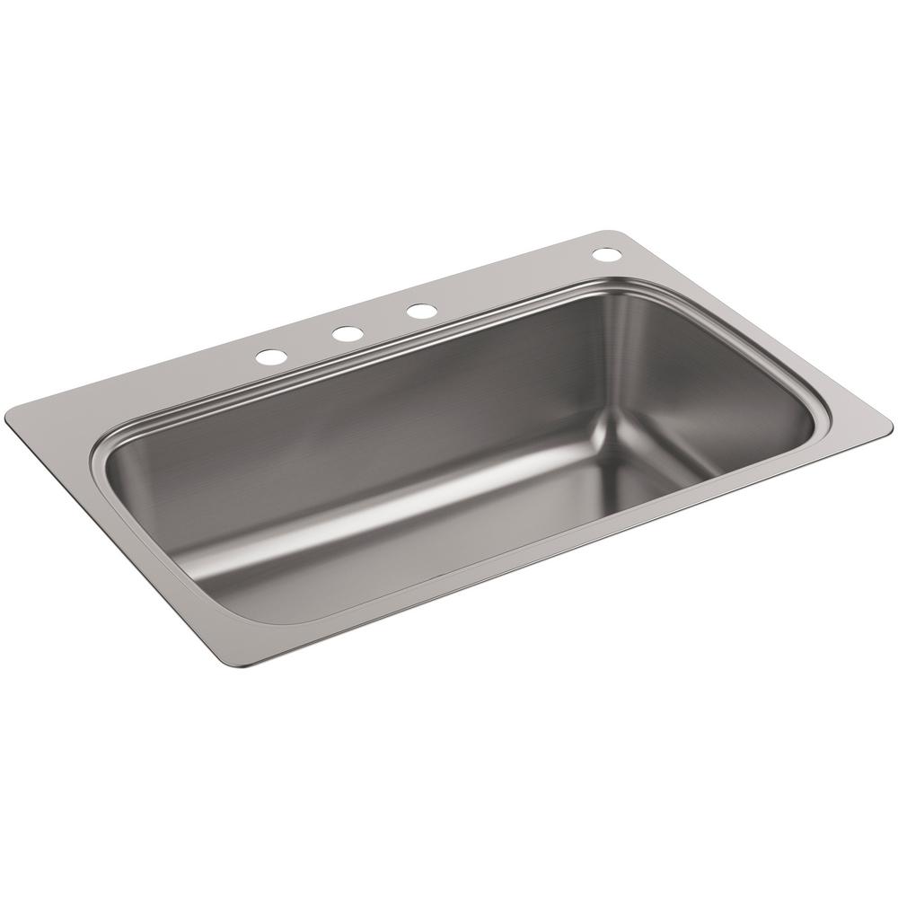 Kohler Verse Drop In Stainless Steel 33 In 4 Hole Single Basin Kitchen Sink