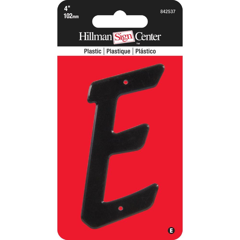 The Hillman Group 4 in. Black Plastic Letter E842537 The Home Depot
