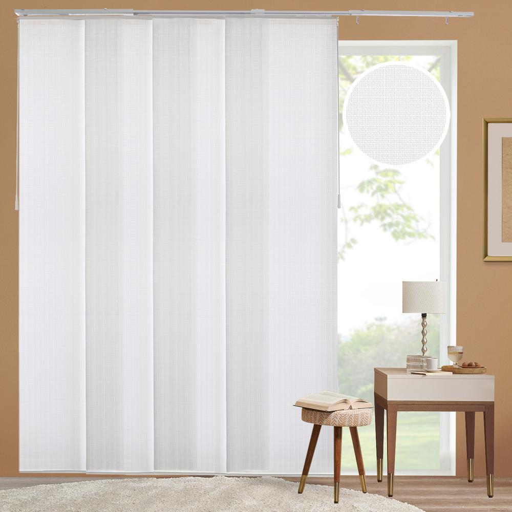 Chicology Ballroom Cut-to-Size White Light Filtering Adjustable Sliding Panel Track Blind w/23 in. Slats Up to 86 in. W x 96 in. L, Ballroom White