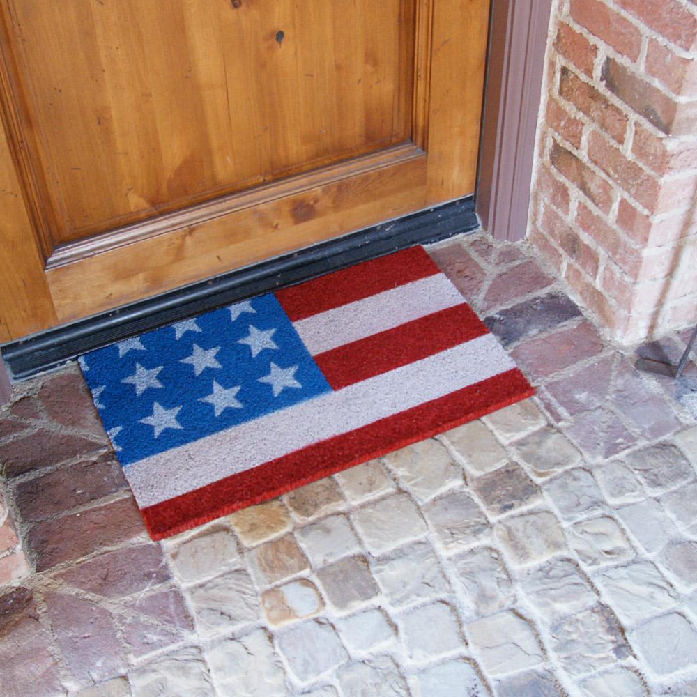 Rubber Cal Stars And Stripes 30 In X 18 In Patriotic Coir Door