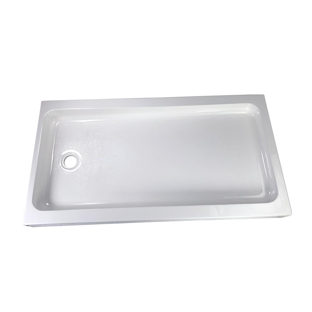 Ella Ella3260 60 in. L x 32 in. W Alcove Cultured Marble Shower Pan Base with Left or Right