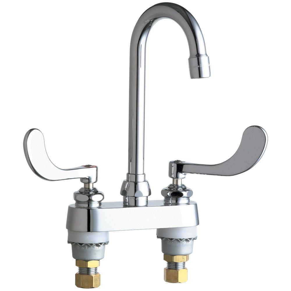 Chicago Faucets Hot And Cold Water 4 In 2 Handle Bathroom Faucet