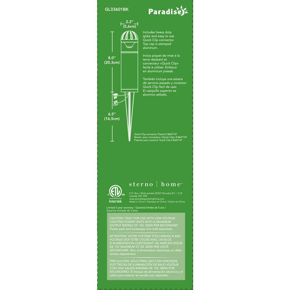 Black Paradise Gl33601bk Low Voltage Cast Aluminum Led Bollard Light Low Voltage Cast Aluminum Led Bollard Light