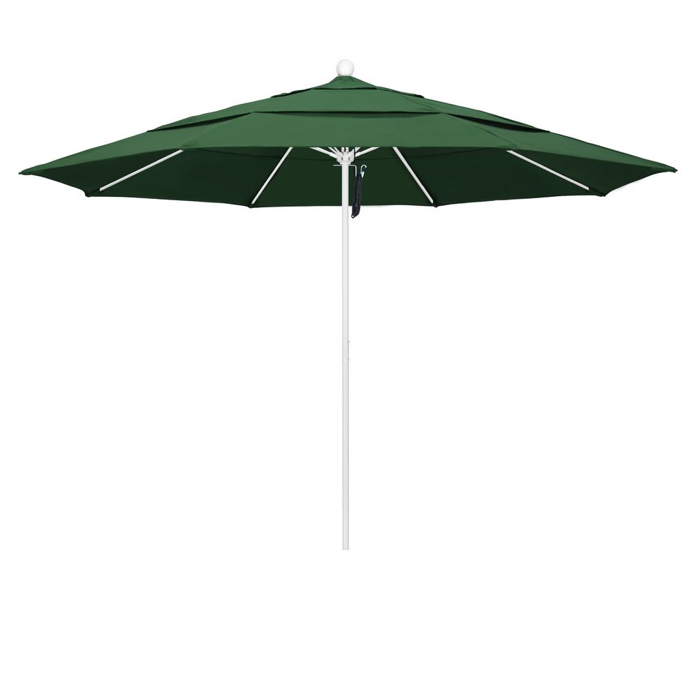 California Umbrella 11 Ft Matted White Fiberglass Market Patio Umbrella Po Dvent In Hunter Green Olefin Alto118170 F08 Dwv The Home Depot