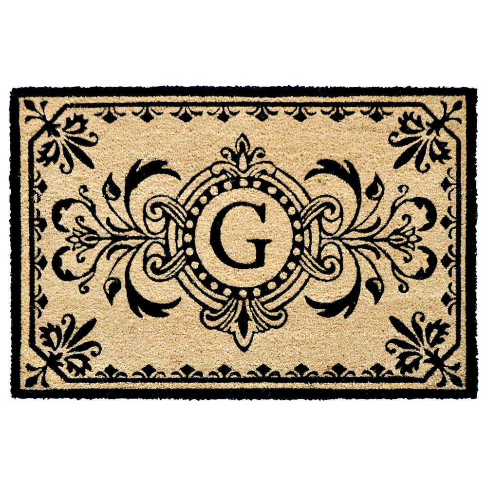 Unbranded Dwell Vine Black 24 in. x 36 in. Monogrammed G Outdoor Mat