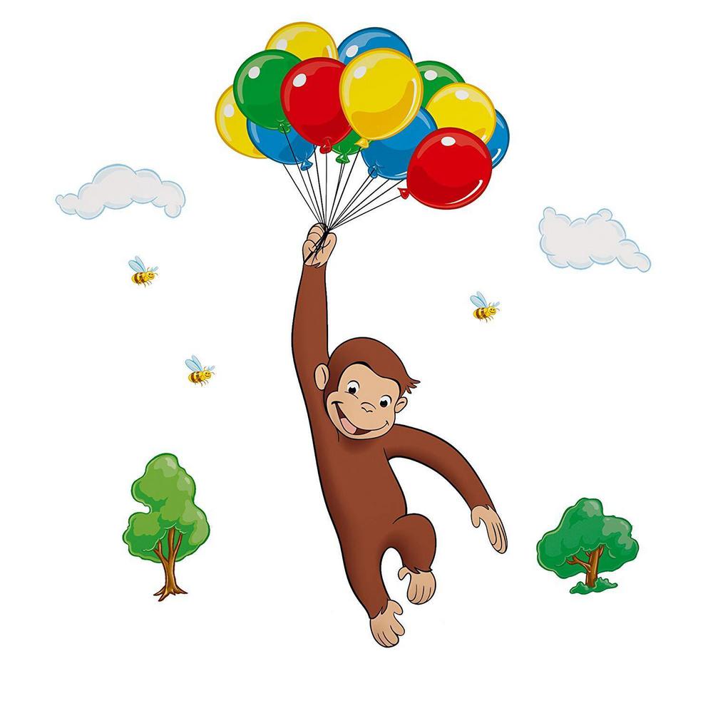 5 In X 19 In Curious George Peel And Stick Giant Wall Decals 10 Piece