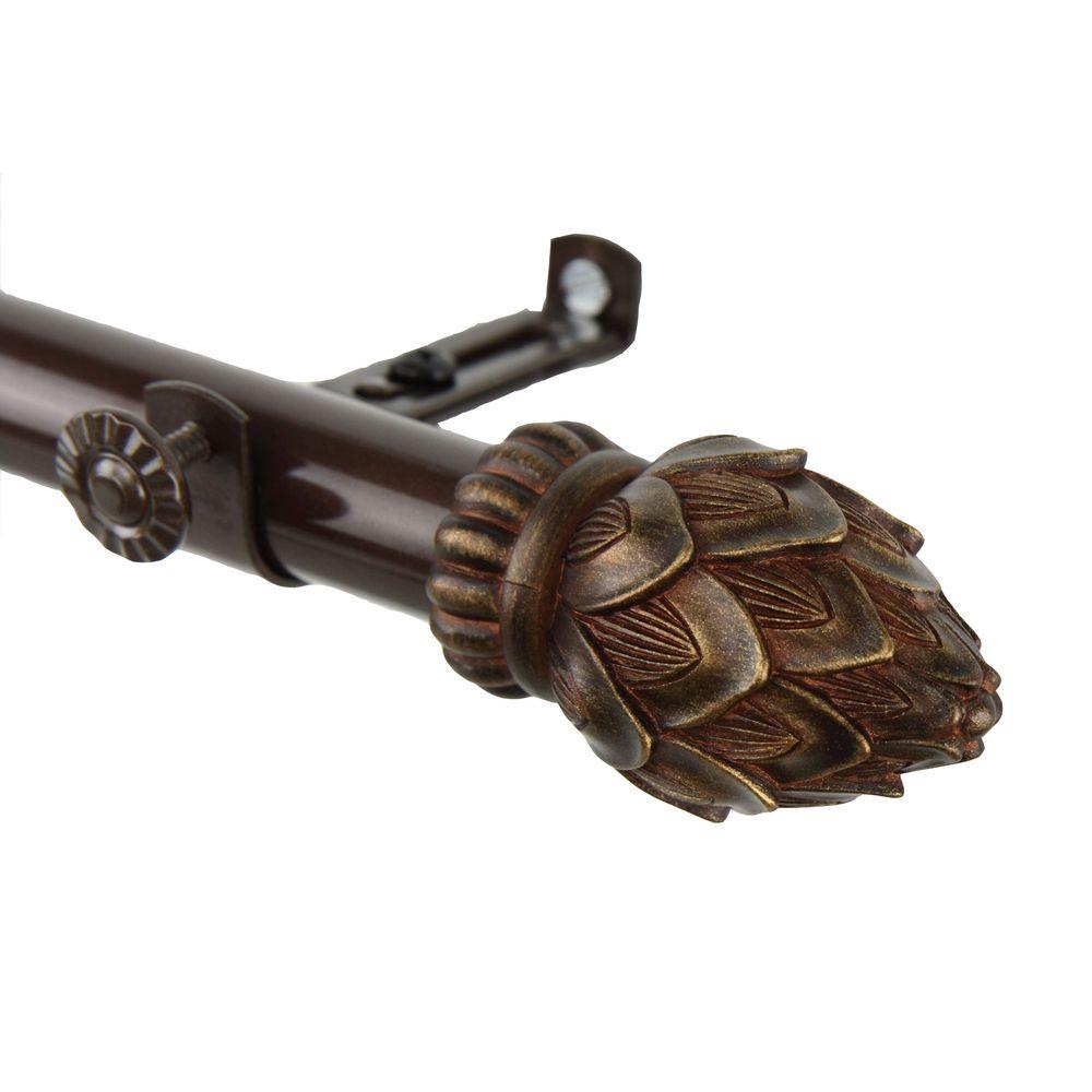 Rod Desyne 48 inch - 84 inch Telescoping Curtain Rod Kit in Cocoa with Bud... by Rod Desyne