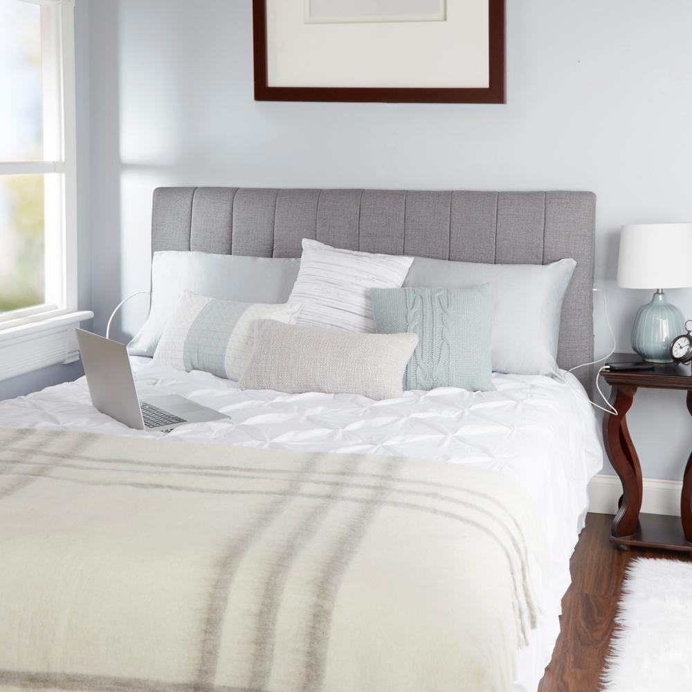 Silverwood Furniture Reimagined Delilah Channel Tufted Powered Delilah Channel Tufted Powered Silver Queen Headboard