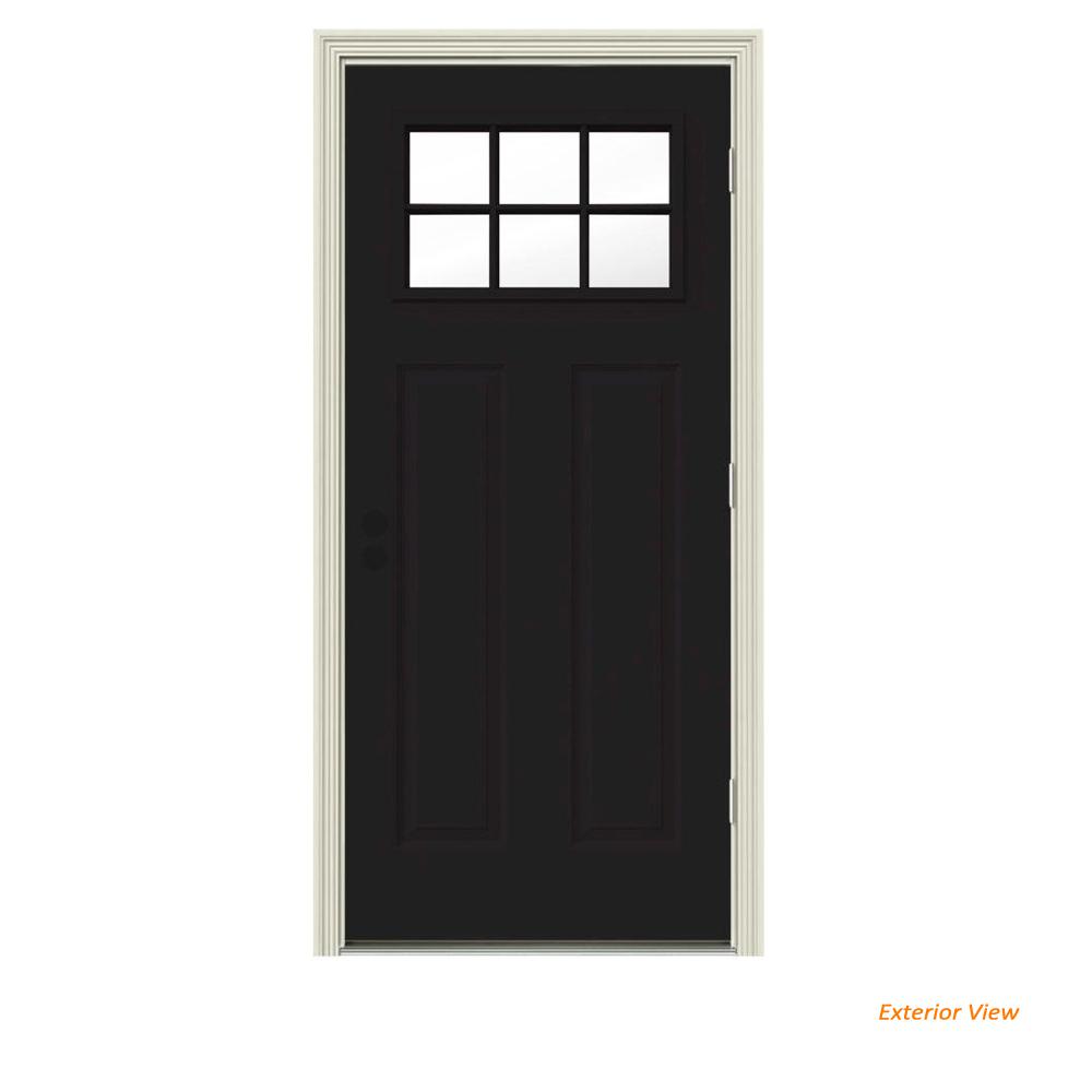 Jeld Wen 34 In X 80 6 Lite Craftsman Black W White Interior 6 Lite Craftsman Black W