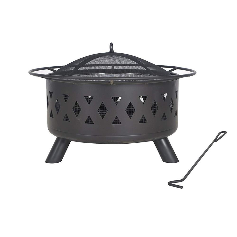 Legacy Heating 15 in. H x 28 in. Round Wood Burning Fire Pit in Black