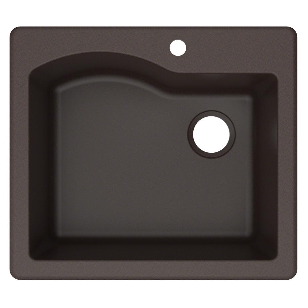 KRAUS Quarza Drop In Undermount Granite Composite 25 In 1 Hole Single   Brown Kraus Drop In Kitchen Sinks Kgd 441brown 64 1000 