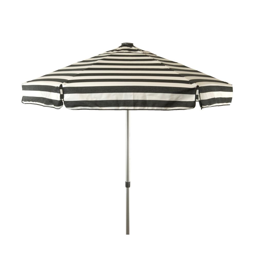 Destinationgear 6 5 Ft Aluminum Manual Tilt Drape Patio Umbrella In Black And White Acrylic Stripes 1180 The Home Depot