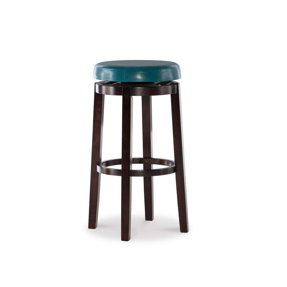 Linon Home Decor Maya 29 In Teal And Brown Cushioned Bar Stool 98353tea 01 Kd The Home Depot