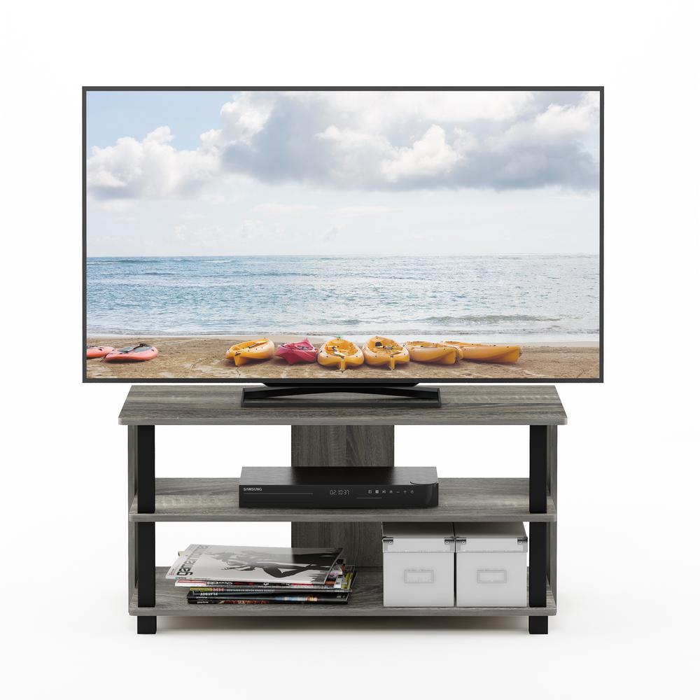 Furinno Sully French Oak Gray Black 3 Tier Tv Stand For Up To 40