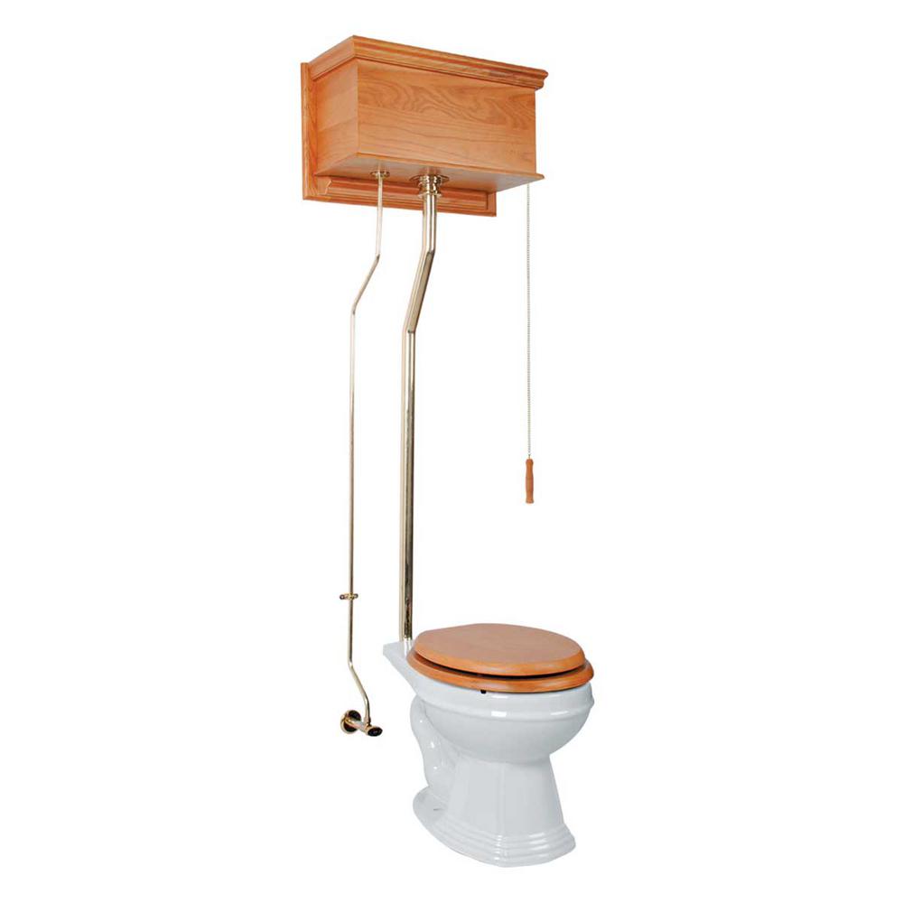 RENOVATORS SUPPLY MANUFACTURING Stratford High Tank Pull Chain Toilet Single Flush Round Bowl in