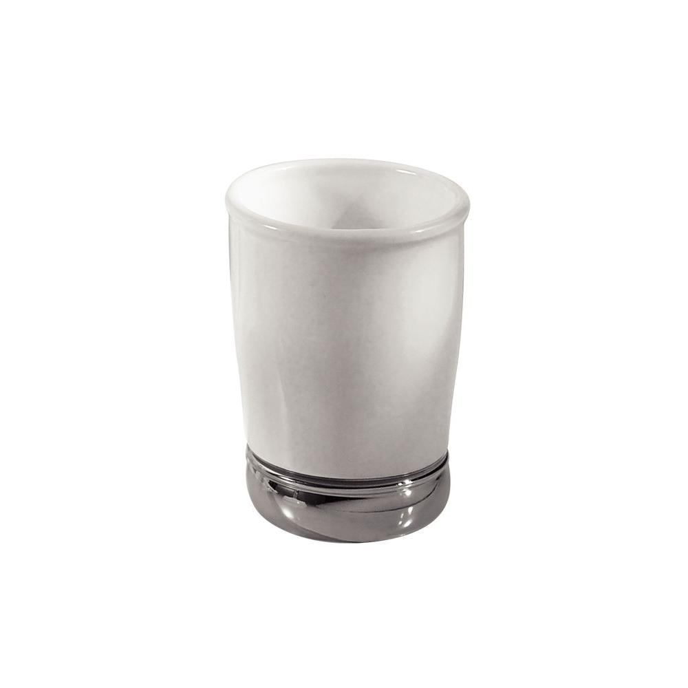 Ceramic Toothbrush Holders Bathroom Decor The Home Depot York 2 Tumbler In White And Chrome