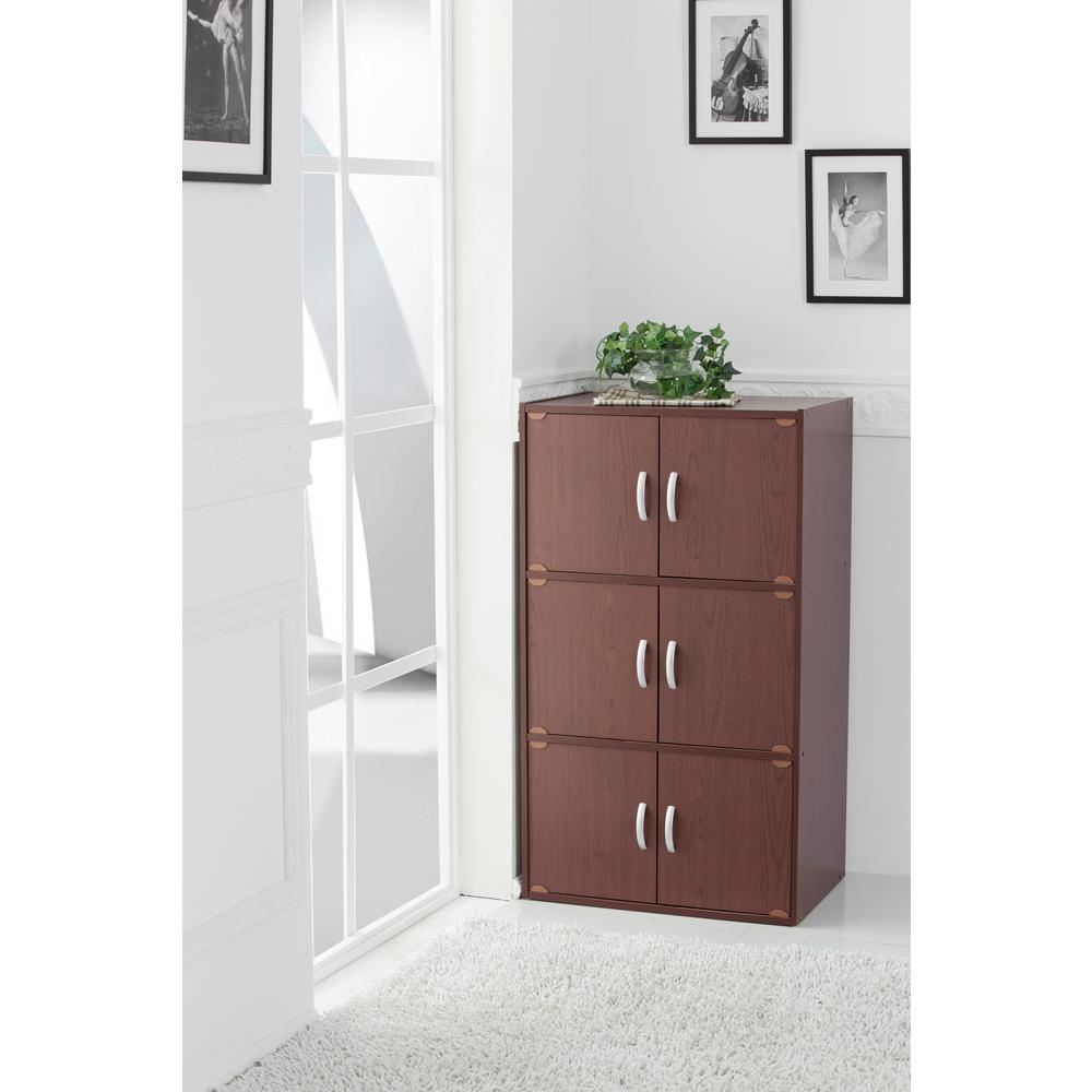 Hodedah 3Shelf, 41 in. H Mahogany Bookcase with Double DoorsHID33