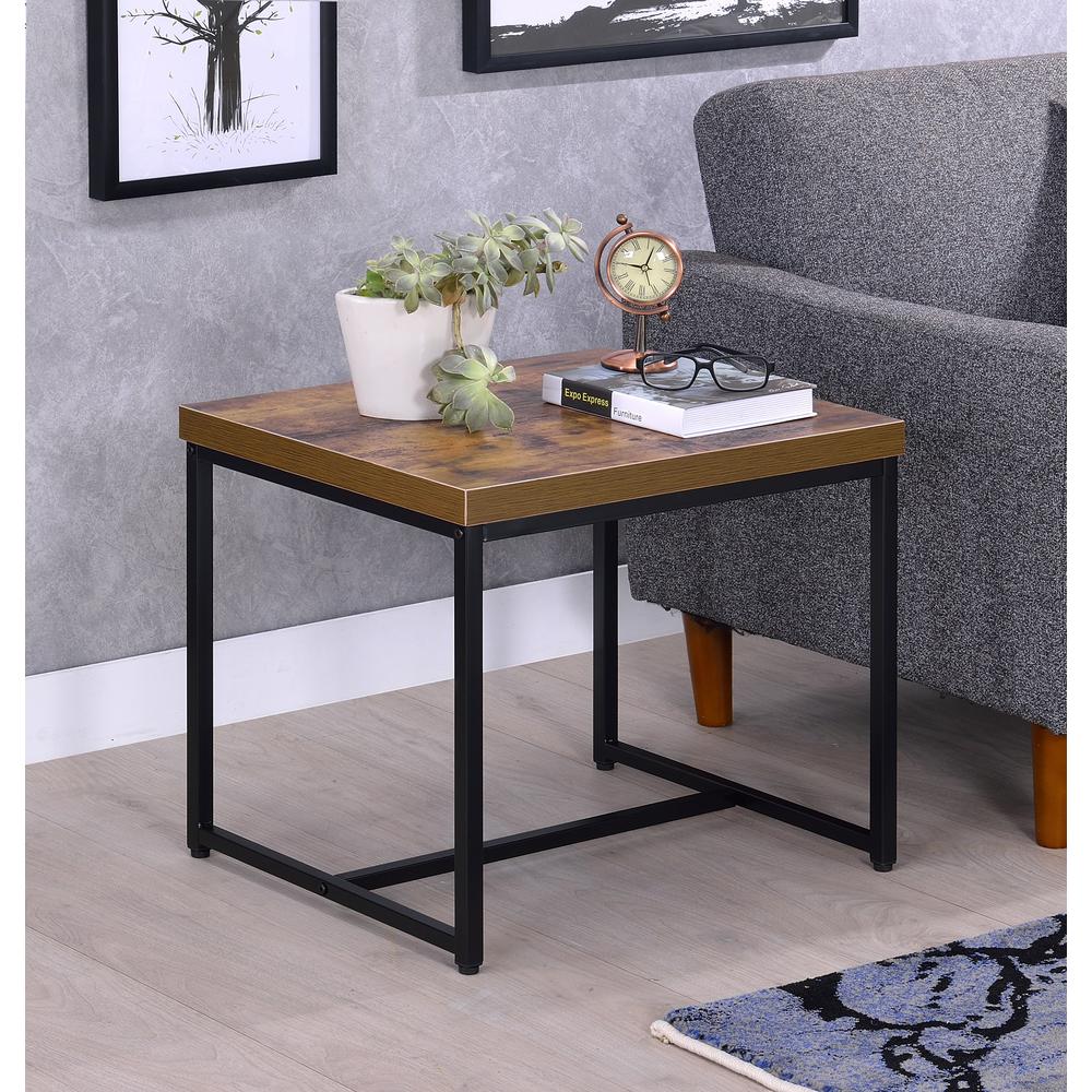 Acme Furniture 80617 Bob Weathered Oak Black End Table Living Room Coffee Tables - 3 Piece Coffee And End Table Set In Weathered Charcoal Acme Furniture 80617 Bob Weathered Oak Black End Table Living Room Coffee Tables - 3 Piece Coffee And End Table Set In Weathered Charcoal