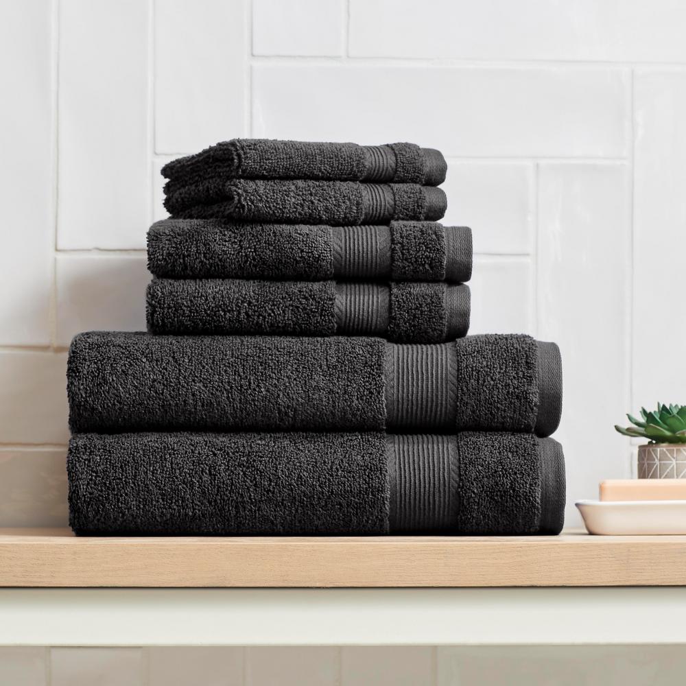 StyleWell 6Piece Hygrocotton Towel Set in Black6pcSet_Black The Home Depot