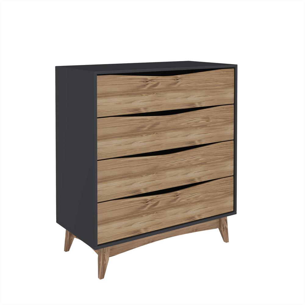 Dressers Chests Bedroom Furniture The Home Depot Hamilton 35 03 In Wide 4 Drawer Dark Grey And Wood Dresser