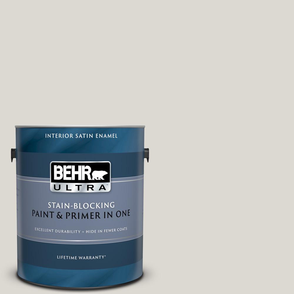 Behr Ultra 1 Gal 790c 2 Silver Drop Satin Enamel Interior Paint And Primer In One