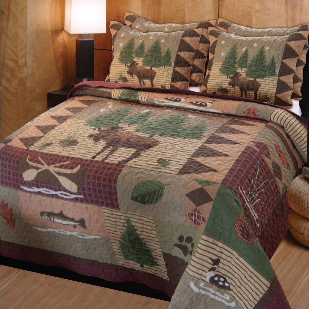 GREENLAND HOME FASHIONS Moose Lodge 3-Piece Multi King Quilt Set was $143.99 now $71.99 (50.0% off)