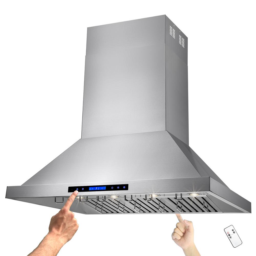 AKDY 42 in. Kitchen Dual Motor Island Mount Range Hood in Stainless