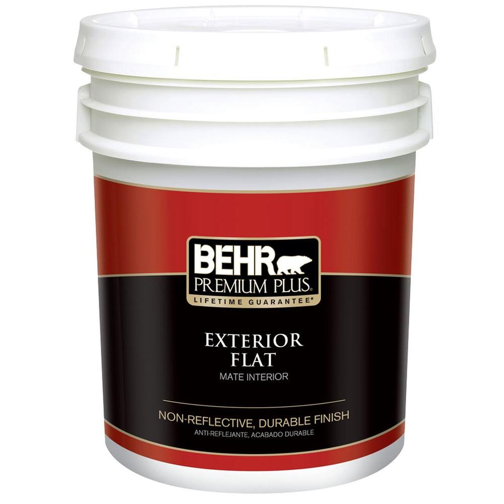 BEHR Premium Plus 5 Gal. UltraPure White Flat Exterior Paint405005