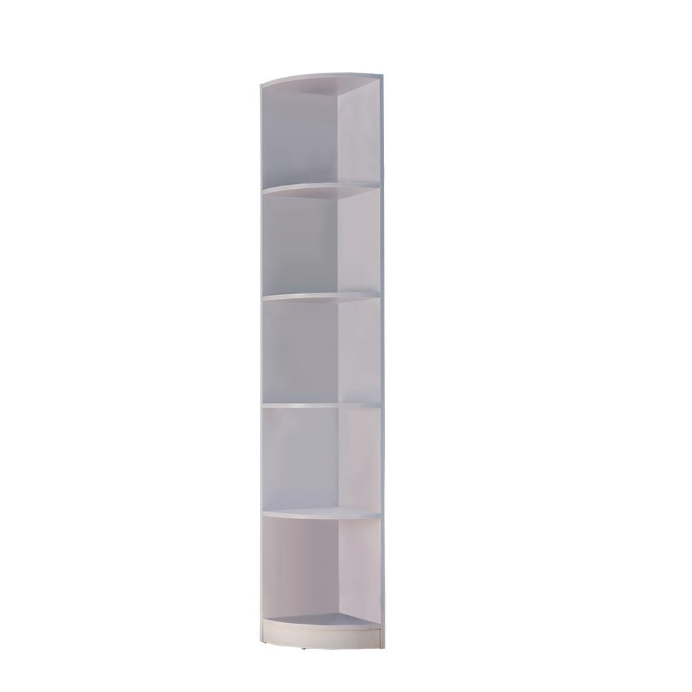 Benzara Wooden White Finish Corner Display Cabinet With 5 Shelves