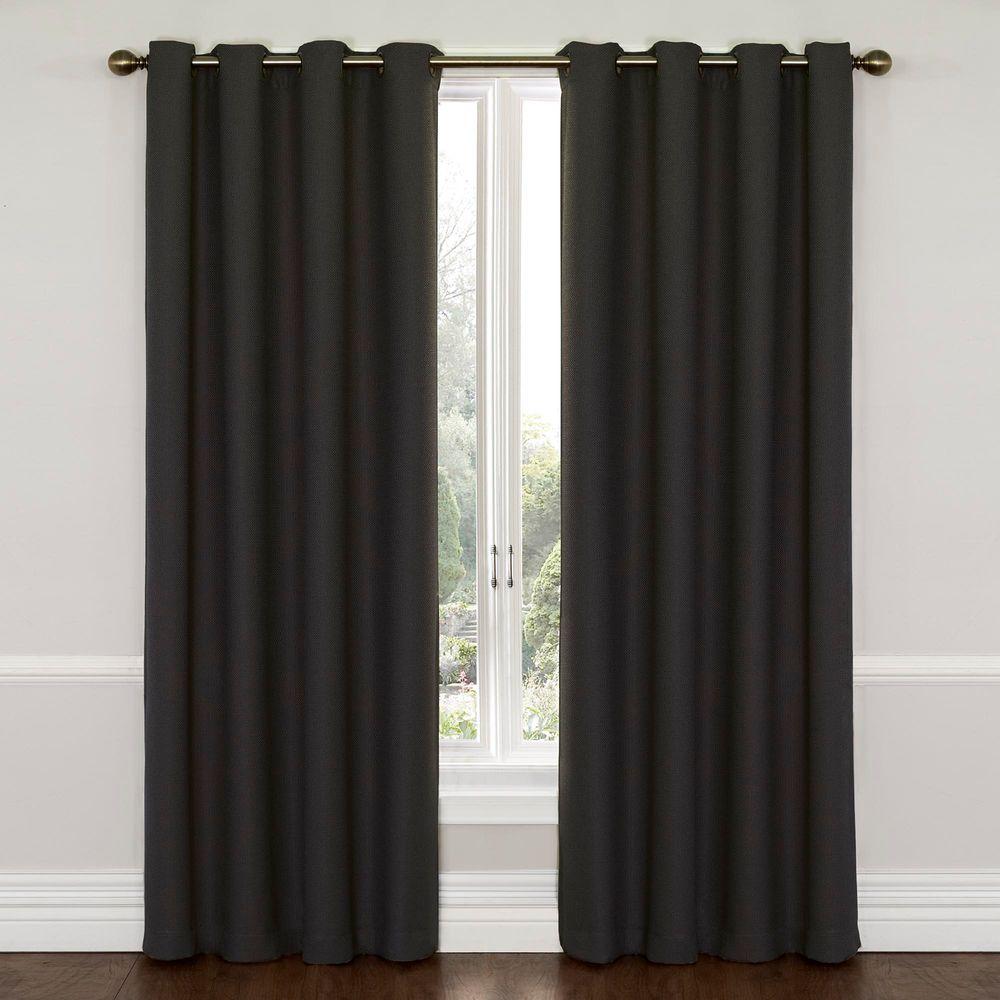 Eclipse Wyndham Blackout Window Curtain Panel In Charcoal 52 In