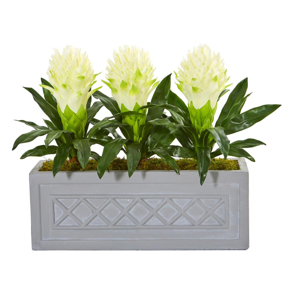 Nearly Natural Indoor Bromeliad Artificial Plant In Stone Planter-8590 ...