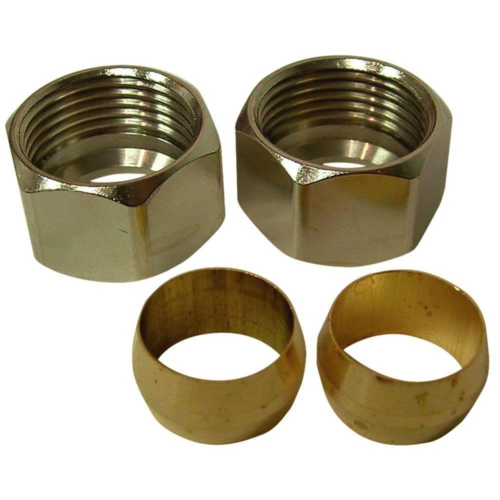 Everbilt 38 In Chrome Plated Brass Compression Nuts And Brass Sleeve