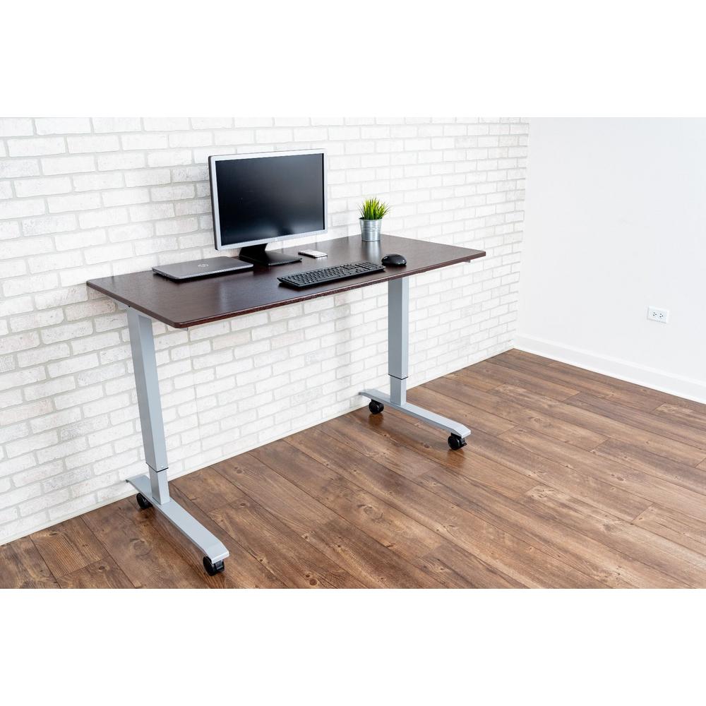 Luxor Silver And Dark Walnut Desk With Wheels Standup Cf60 Dw