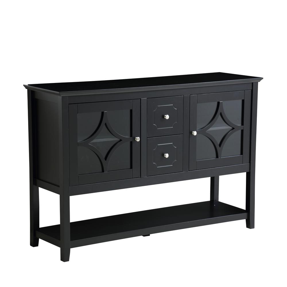 Boyel Living 52 In W Contemporary Black Solid With 2 Cabinets Contemporary Black Solid