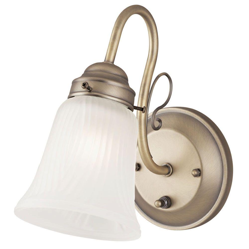 Westinghouse 1 Light Polished Brass Interior Wall Fixture With On 1 Light Oyster Bronze Interior Wall Fixture With On Off Switch And Frosted