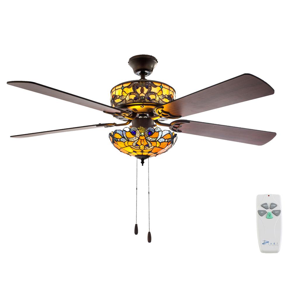 River Of Goods 52 In Indoor Amber Ceiling Fan With Light Kit And Remote Control