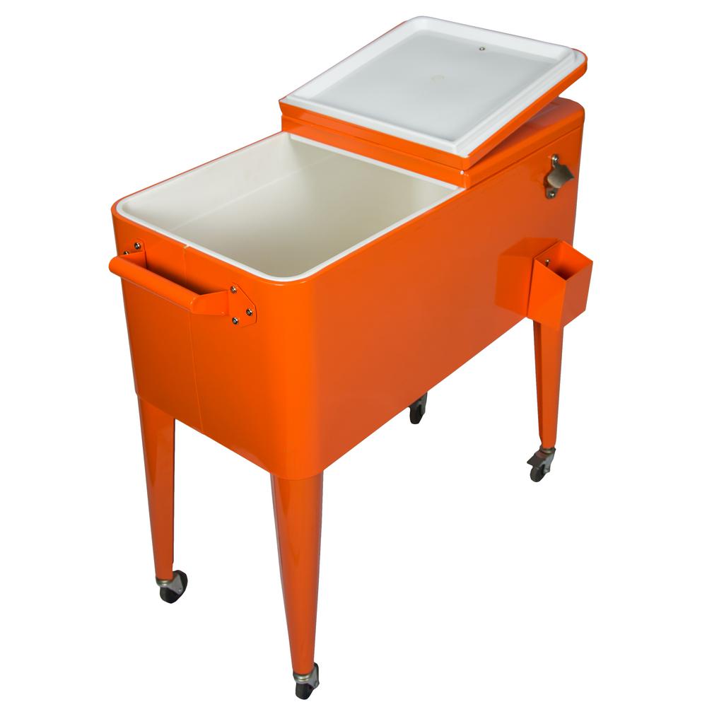 Permasteel 80 Qt Orange Rolling Patio Cooler Ps 203 The Permasteel 80 Qt Orange Rolling Patio