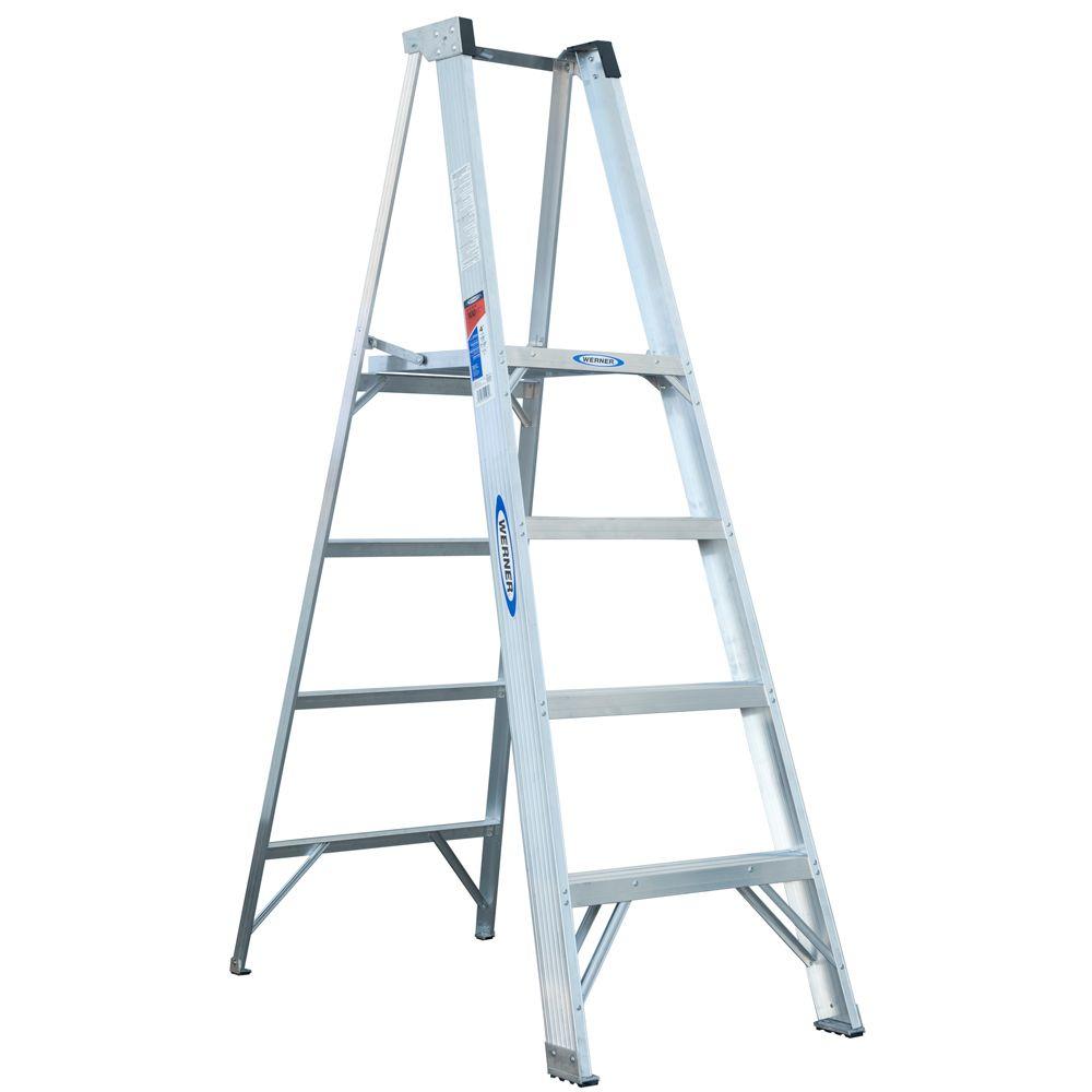 Werner 10 Ft Reach Aluminum Platform Step Ladder With 300 Lb Load Reach Aluminum Platform Step Ladder With 300 Lb Load Capacity Type