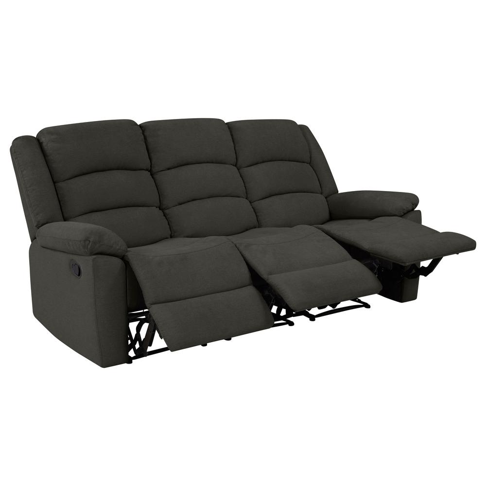 Prolounger 3 Seat Charcoal Gray Plush Low Pile Velvet Wall Hugger 3 Seat Charcoal Gray Plush Low Pile Velvet Wall Hugger Recliner Sofa