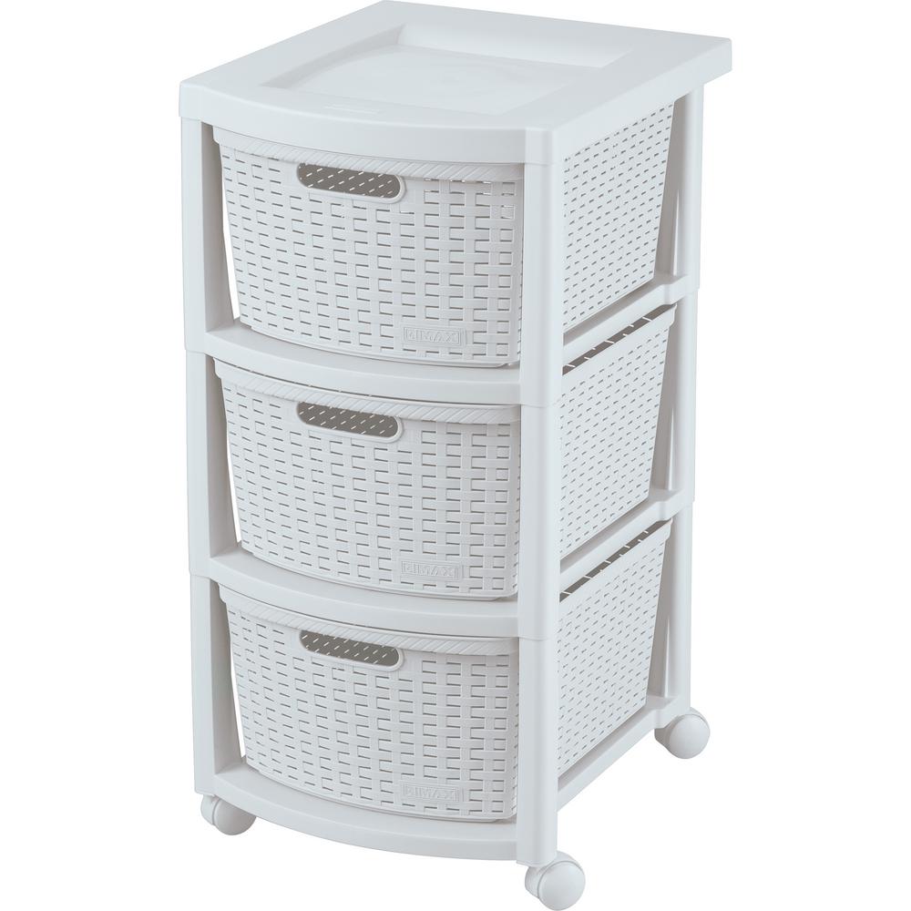 Rimax Resin 3 Drawer Rolling Cart In White 10430 The Home Depot Rimax Resin 3 Drawer Rolling Cart In White