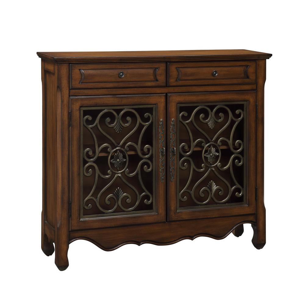 Hollin Brown And Bronze Metal 1 Drawer 2 Door Cupboard