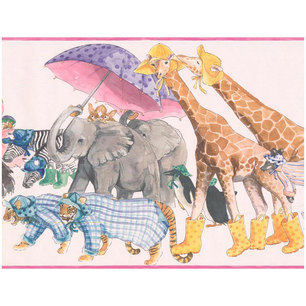 York Wallcoverings Cartoon Giraffe Elephant Tiger Kangaroo Camel